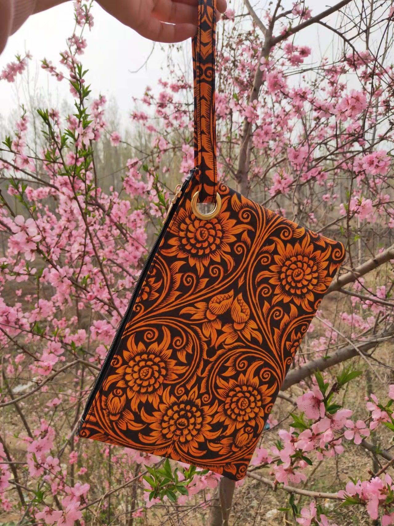 Wholesale PU Ethnic Dairy Cow Pattern Sunflower Tote Bag