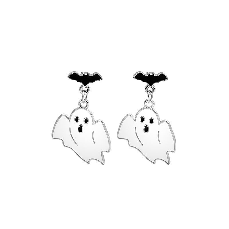 Wholesale Halloween Skull Ghost Cross Alloy Ear Studs