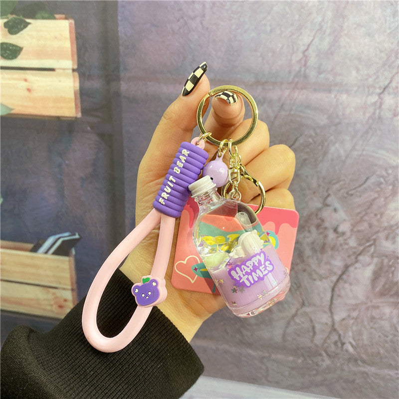 Aceite acrílico al por mayor en la cadena de llave de la botella de deriva líquida