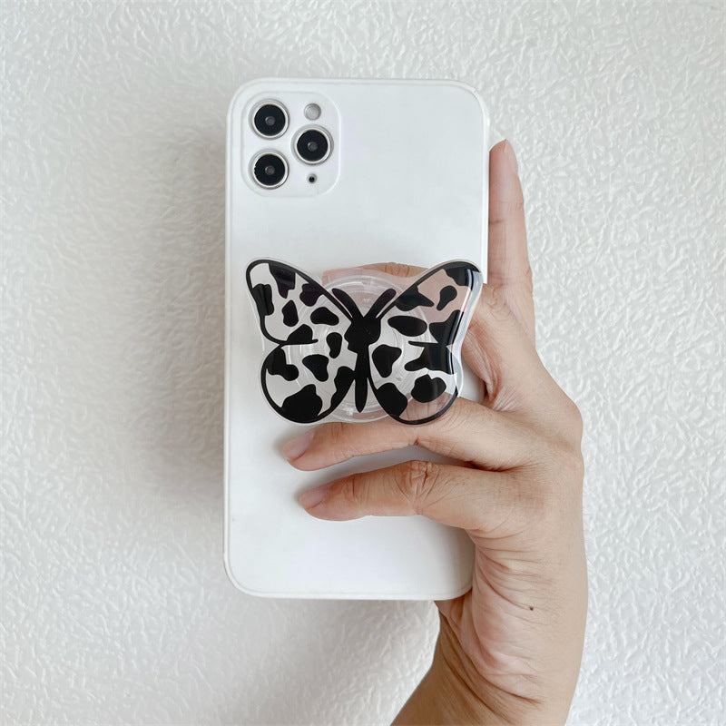 Tenedor plegable retráctil al por mayor del teléfono de la flor de mariposa del gato negro de acrílico