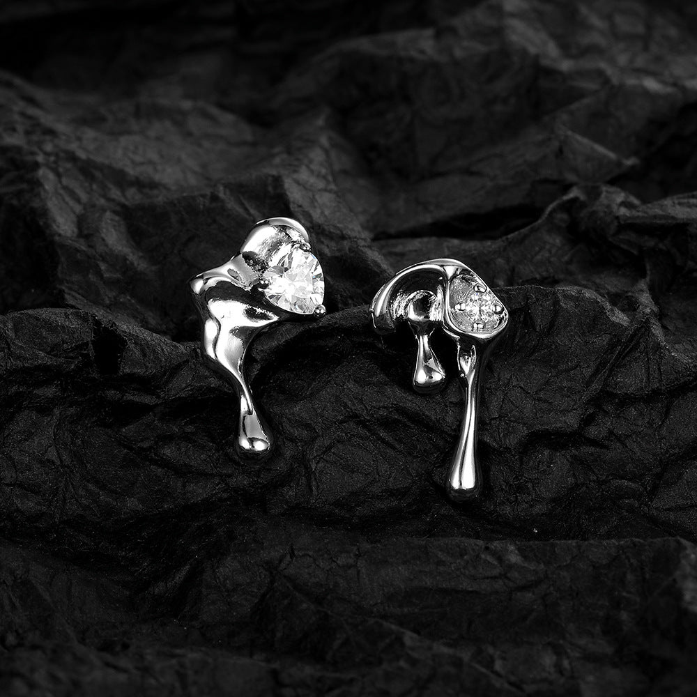 Wholesale Heart Ruffle Ear Studs Copper Earrings