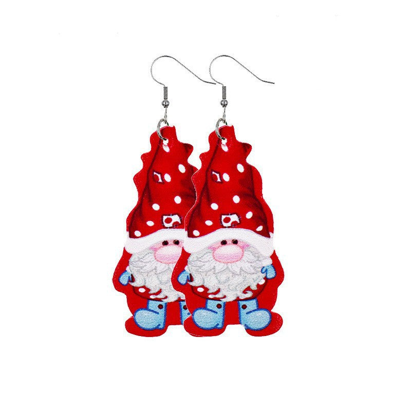 Wholesale Christmas Gnome Leather Earrings
