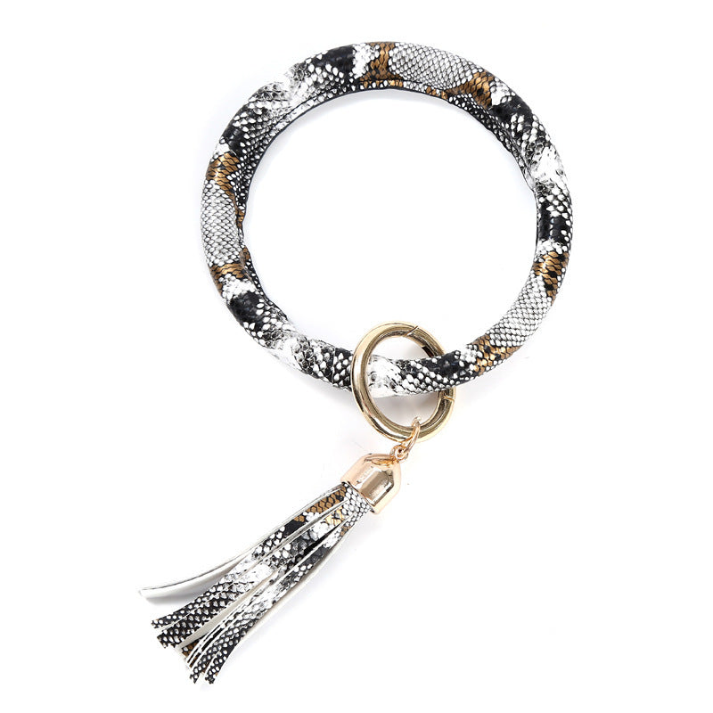 Wholesale PU Leather Snake Pattern Wrist Keychain