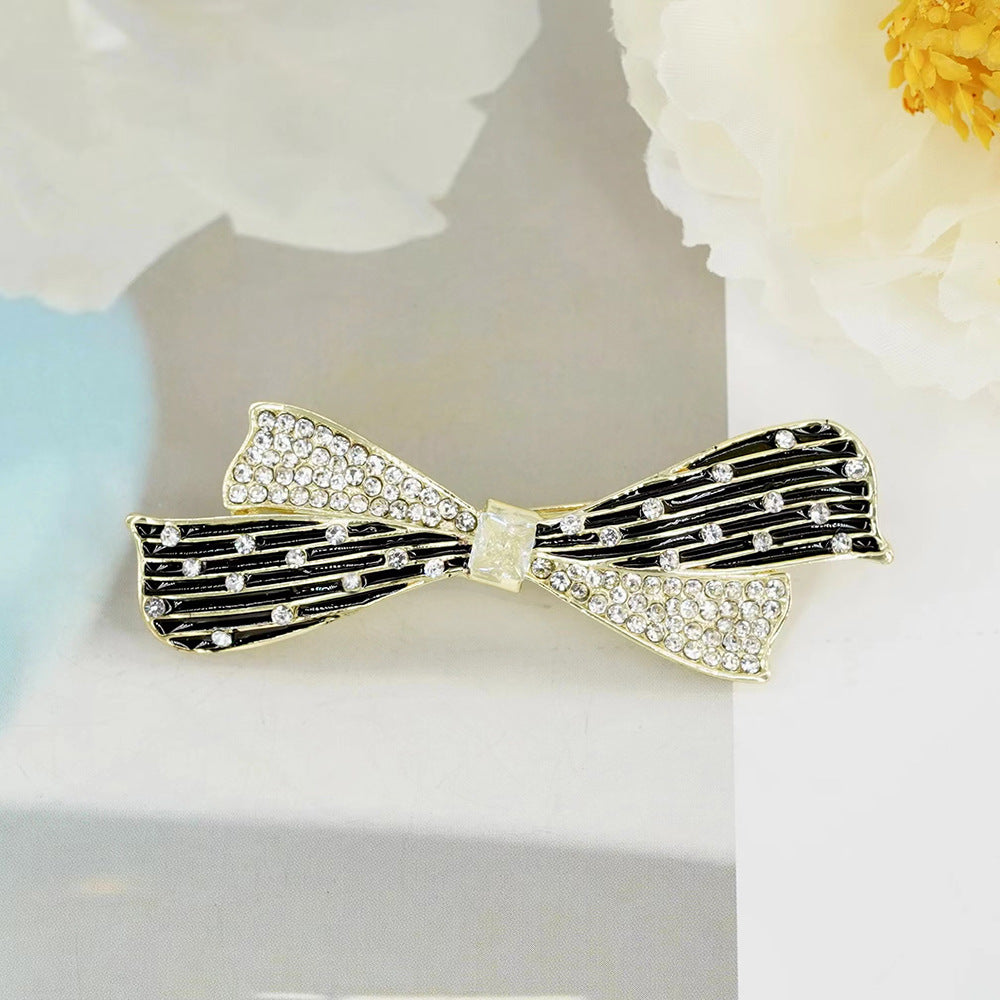 Wholesale Black Butterfly Zircon Spring Clip Alloy Hair Clip
