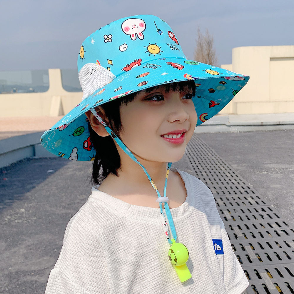 Wholesale Cartoon Print Breathable Mesh Kids Cotton Bucket Hat