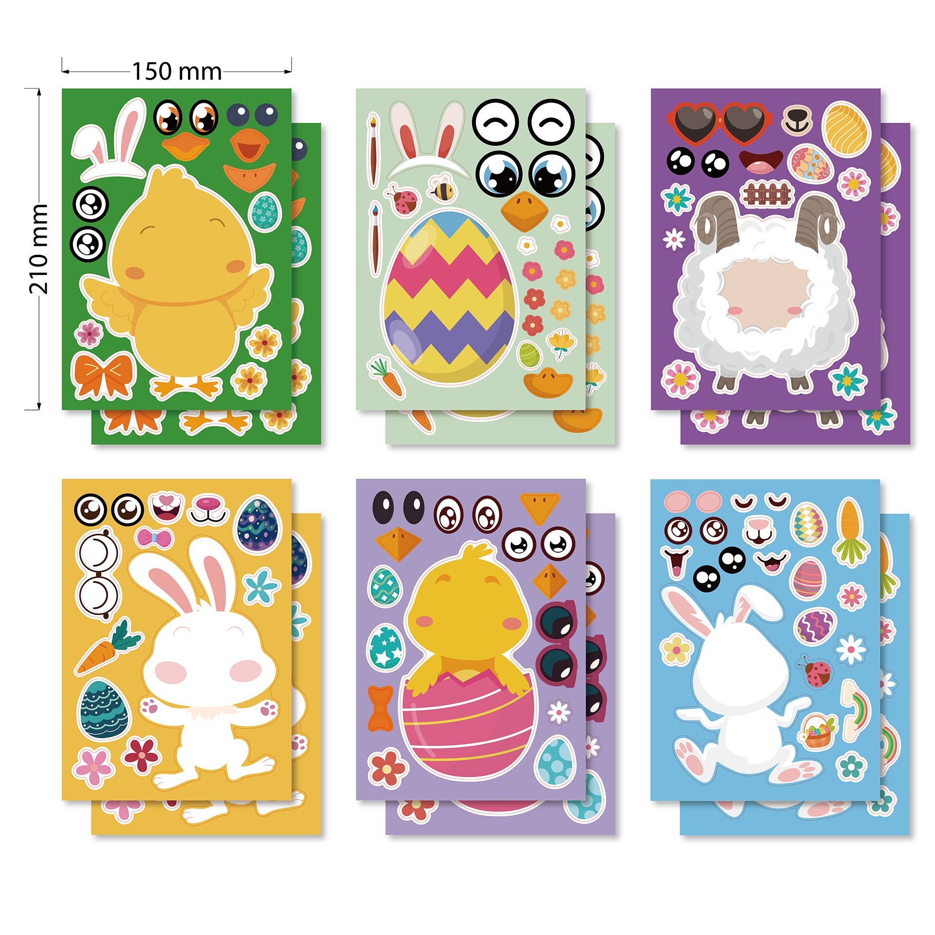 Wholesale Copper Plate Self-adhesive Easter Stickers 12PCS