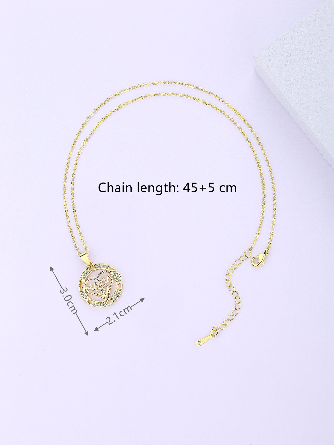 Venta al por mayor, regalo para el día de la madre, collar con incrustaciones de cobre y circonitas MAMA Love