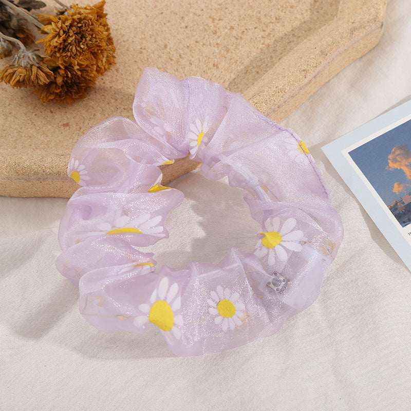 Wholesale LED Daisy Print Fabric Hair Scrunchies