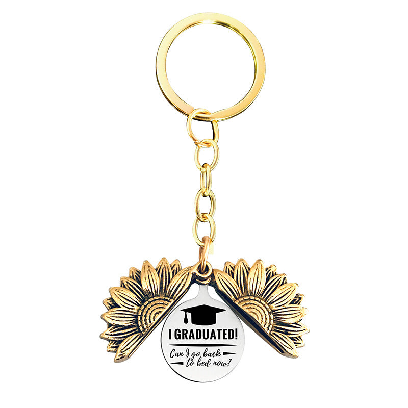 Wholesale Sunflower 2023 Graduation Season Gift Lettering Metal Keychain