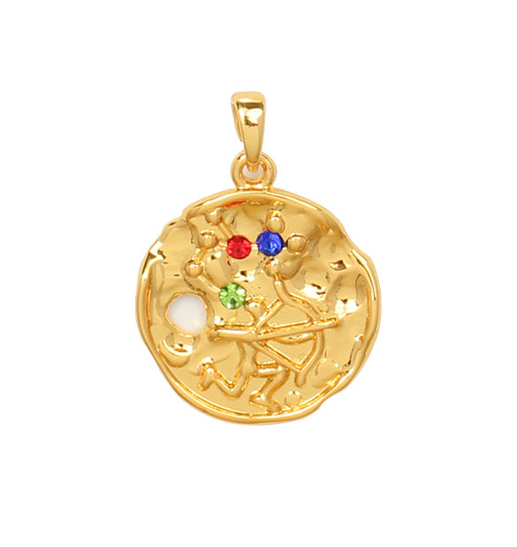 Wholesale Zodiac Gold Coin Pendant Copper Necklaces