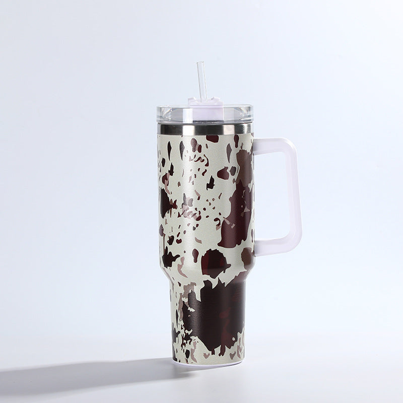 Wholesale Tumbler Ice Bullies Cup  Cow Pattern Thermos Cup Straw Cup 40OZ Car Cup Ice Cup
