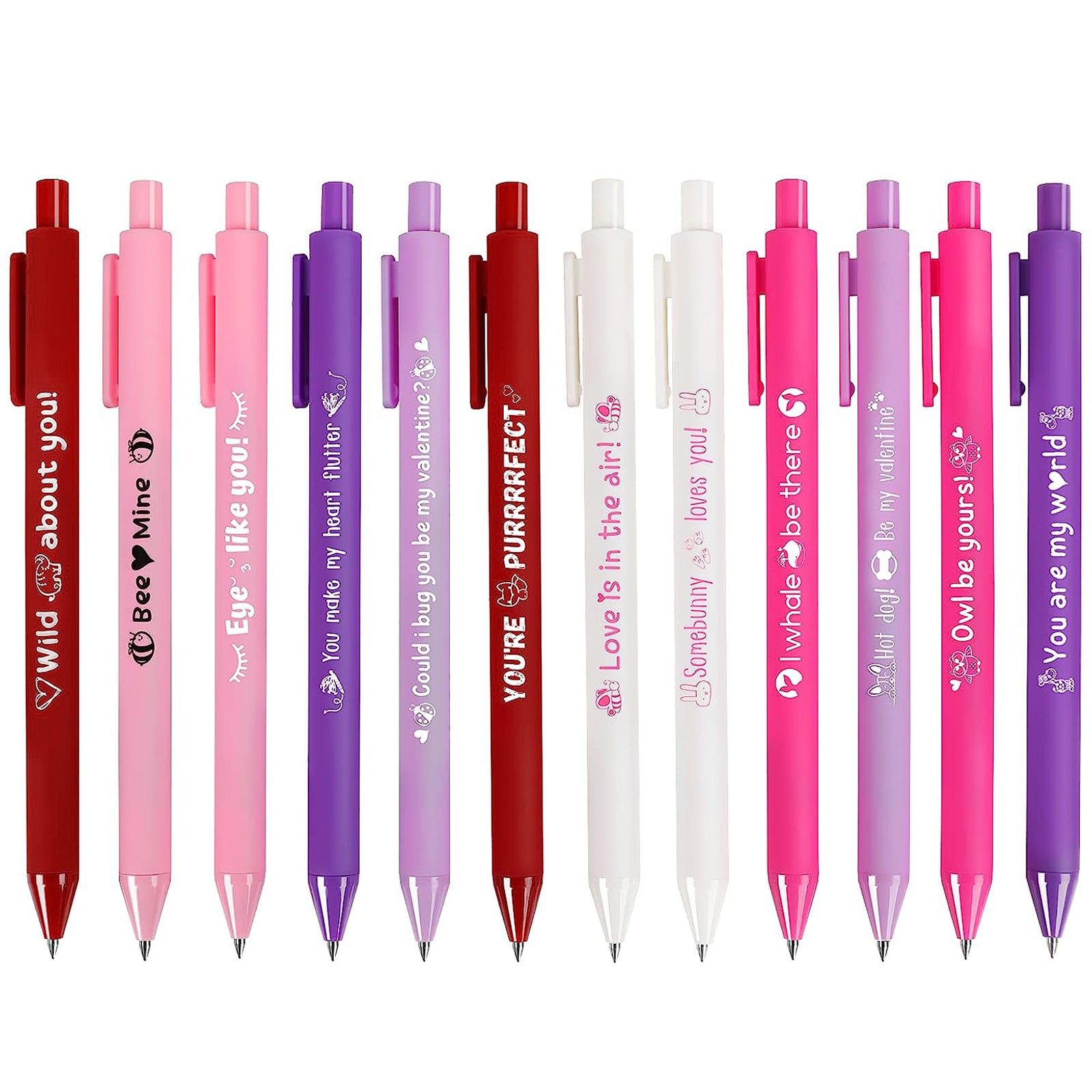 Wholesale Pens Valentine's Day Push Plastic Ballpoint Pen Set