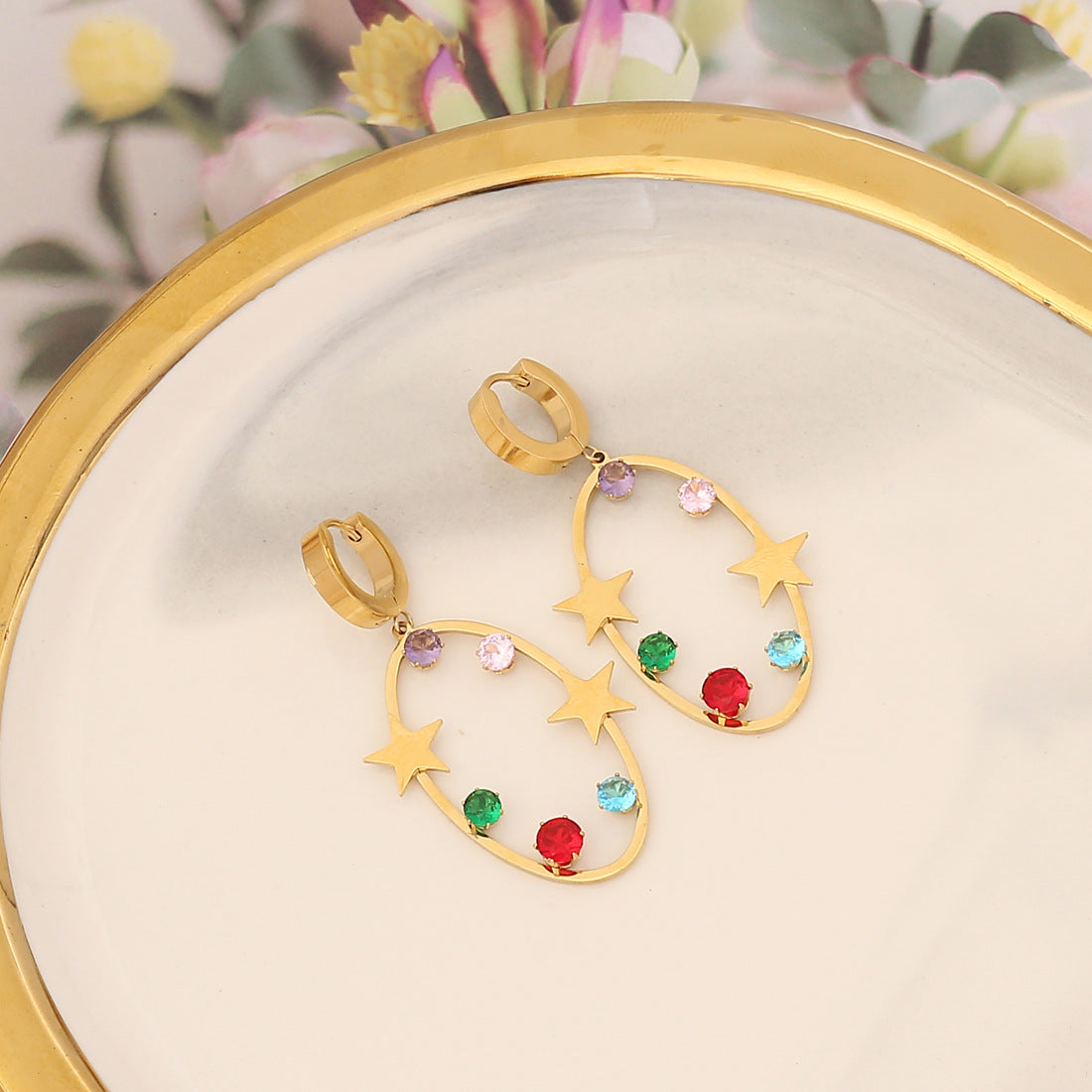 Joyas al por mayor Corazón de mariposa Pendientes de acero inoxidable