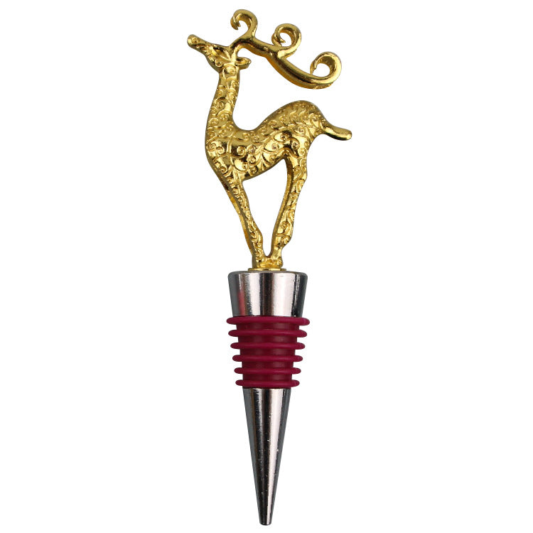 Wholesale DIY Golden Deer Household Zinc Alloy Red Wine Bottle Stoppers