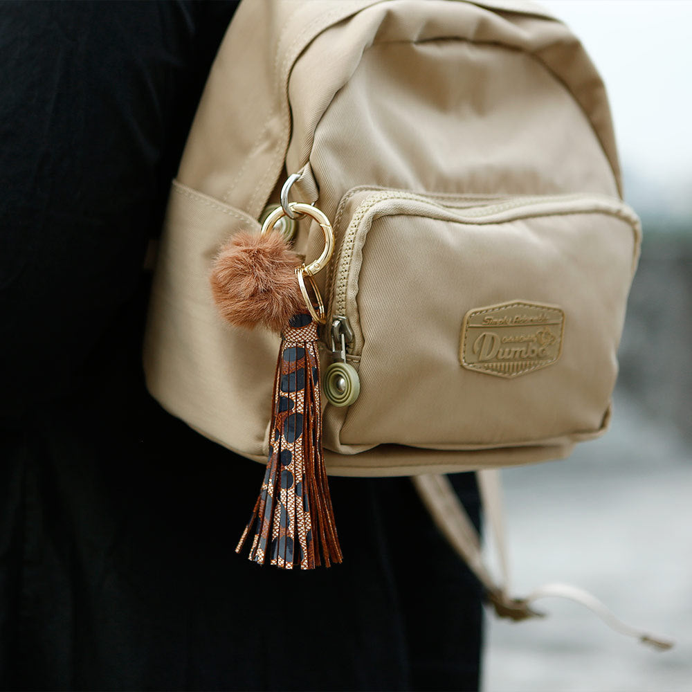 Wholesale Leopard Print Lanyard Fur Ball Tassel PU Leather Keychain