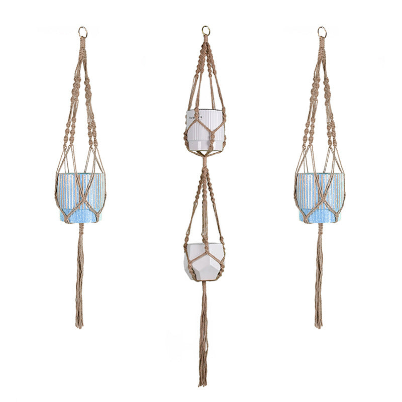 Wholesale Cotton Thread Woven Hanging Flower Pot Hanging Basket Net Pocket