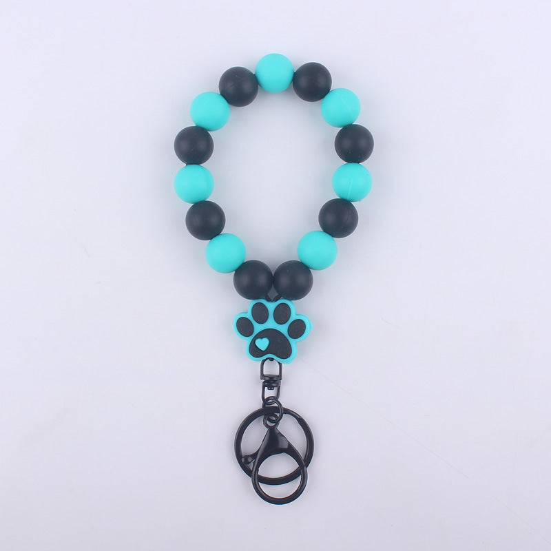 Wholesale Cartoon Silicone Dog Claw Handmade Beaded Wrist Keychain