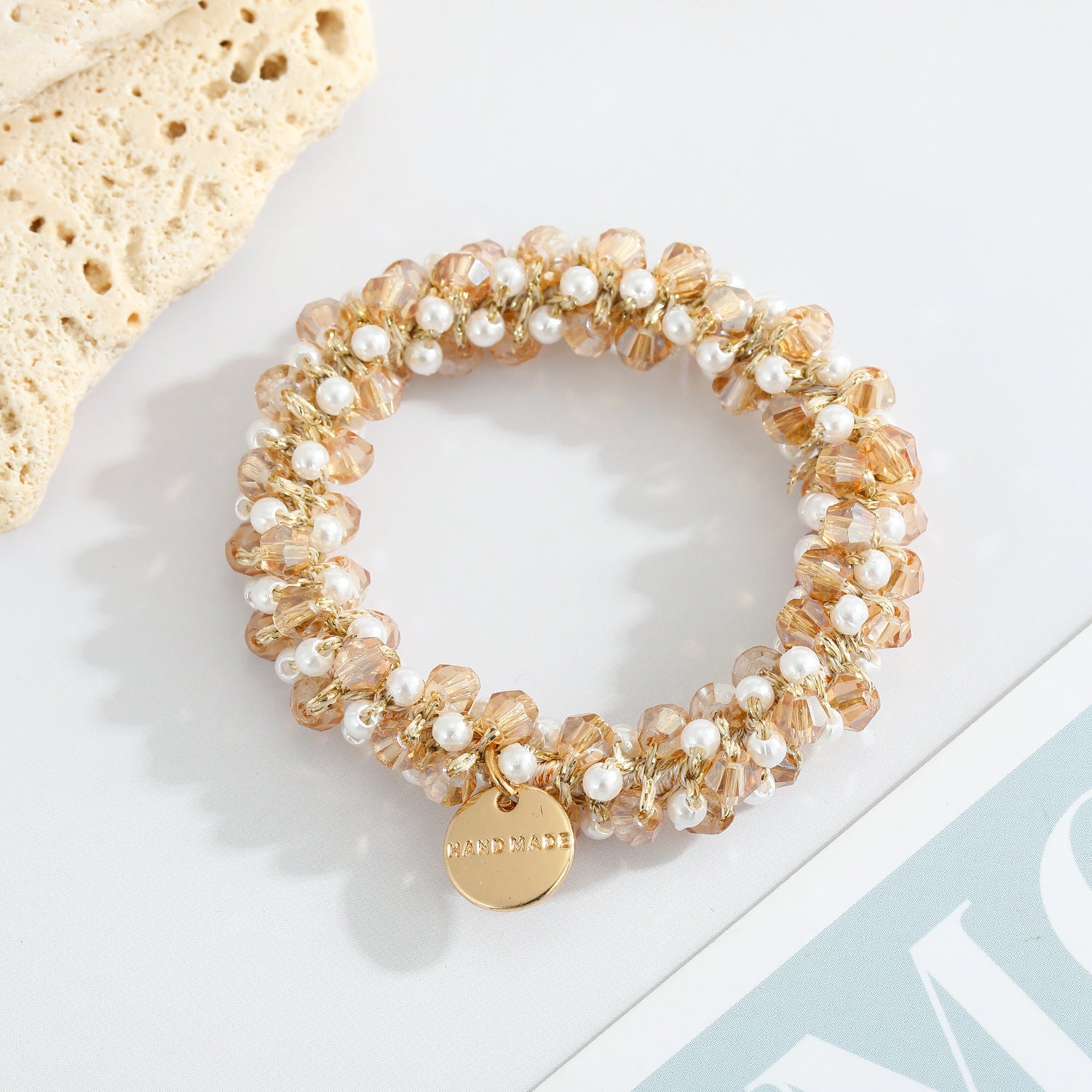 Wholesale Resin Polychrome Crystal Pearl Hair Rings