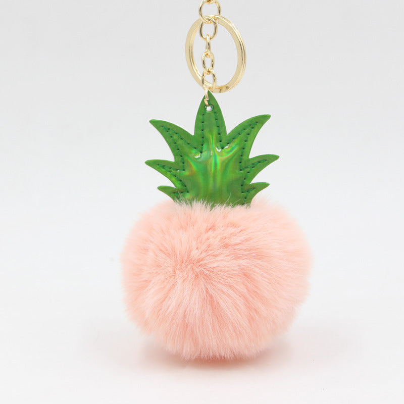Wholesale Polyester Pineapple Fur Ball Keychain