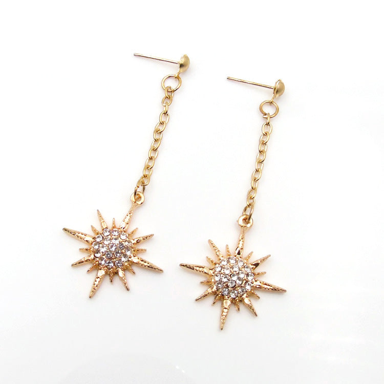 Wholesale Fresh Diamond Crescent Alloy Earrings