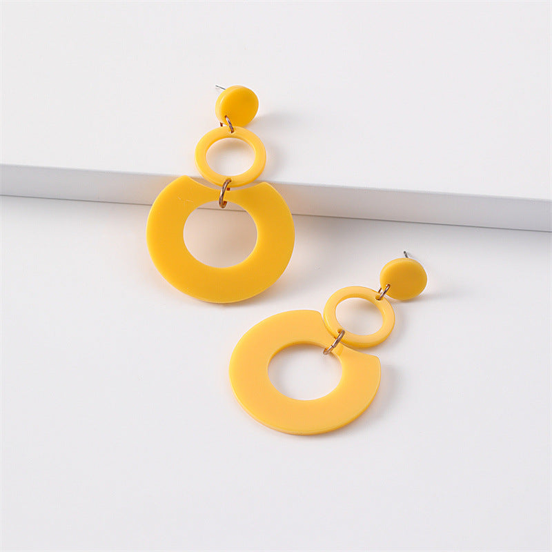 Wholesale Jewelry Round Stitching Acrylic Earrings