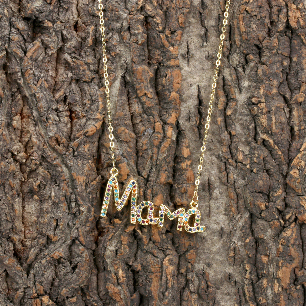 Venta al por mayor, regalo del día de la madre, collar de cobre para madre MAMA