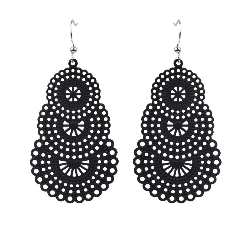 Wholesale Water Drop Gourd Shape Hollow Color Alloy Earrings