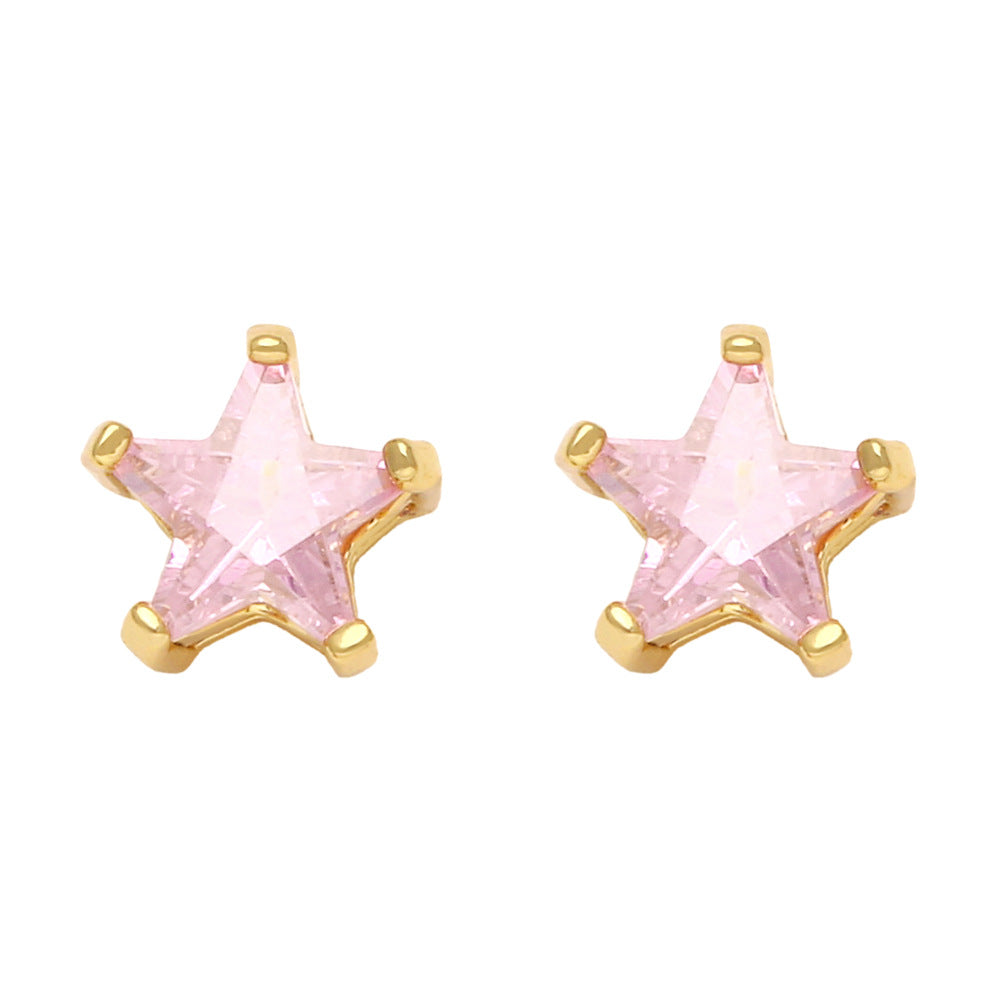 Wholesale Pentagram Copper Ear Studs