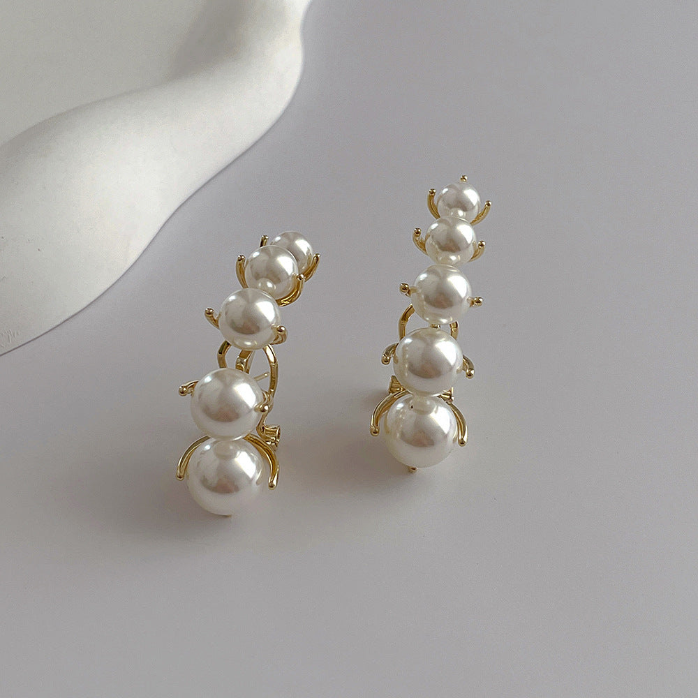 Wholesale French Vintage Imitation Pearl Clip/cuff Earrings