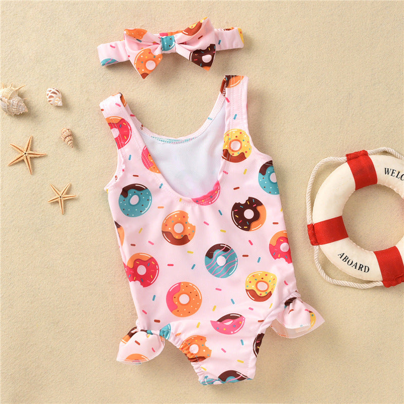 Wholesale Cartoon Crab Girl One Piece Polyester Swimwear