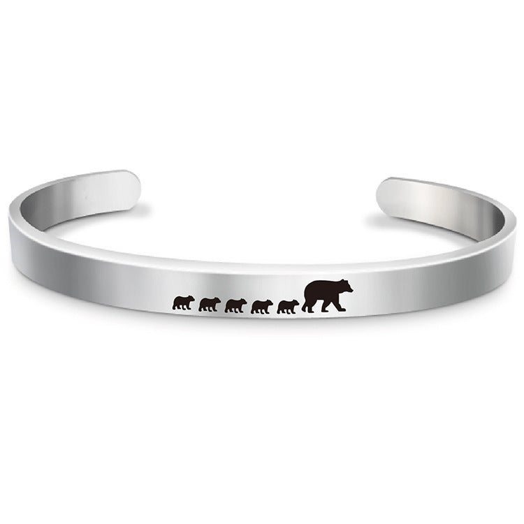 Wholesale Stainless Steel Mother's Day Bear Bracelet