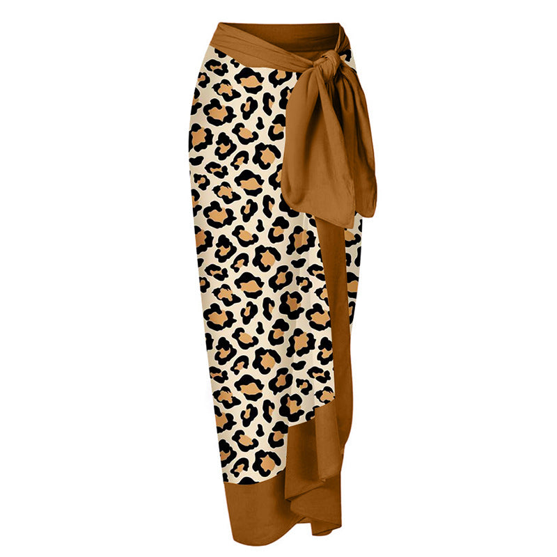 Traje de baño de poliéster de bikini de leopardo de cintura alta al por mayor