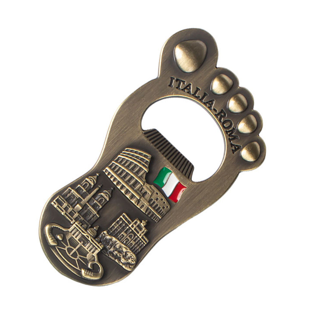 Wholesale Zinc Alloy Town Shop Treasure Big Feet Refrigerator Magnet Bottle Opener