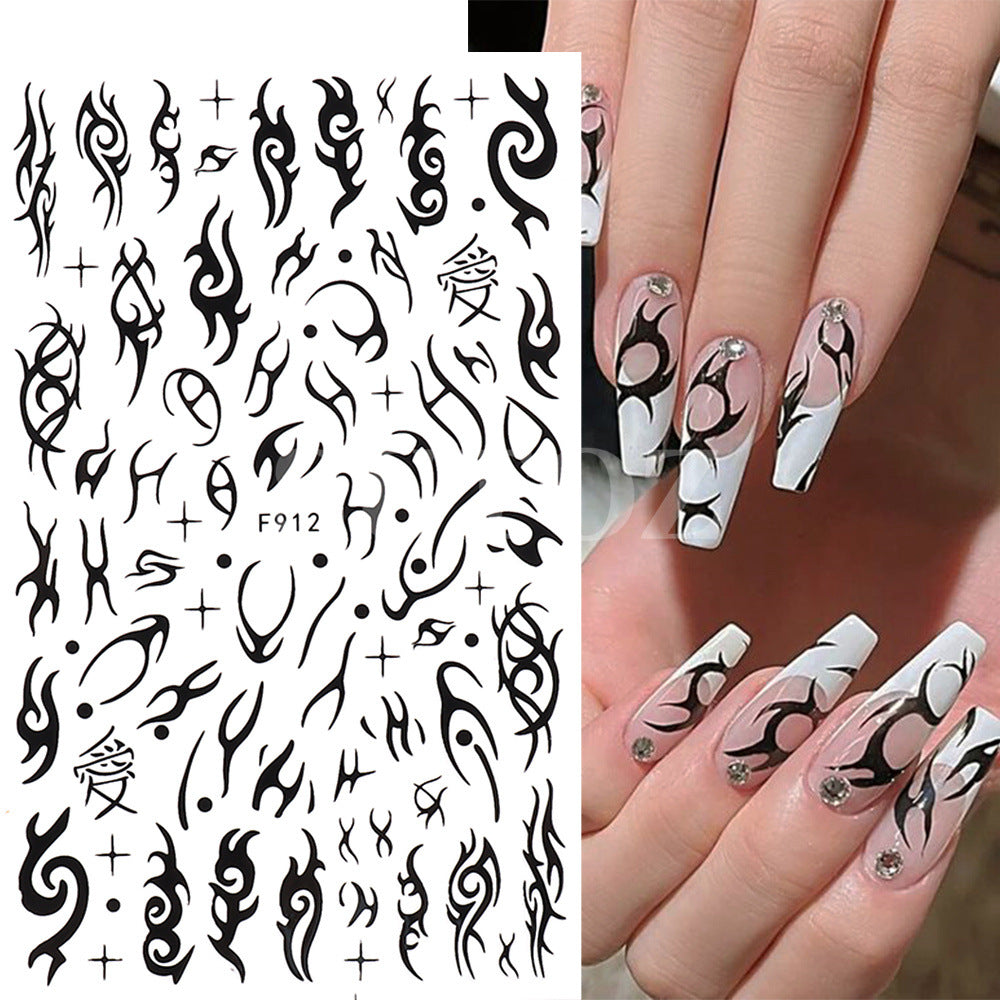 Calcomanías de arte de uñas en blanco y negro de la serpiente en blanco y negro