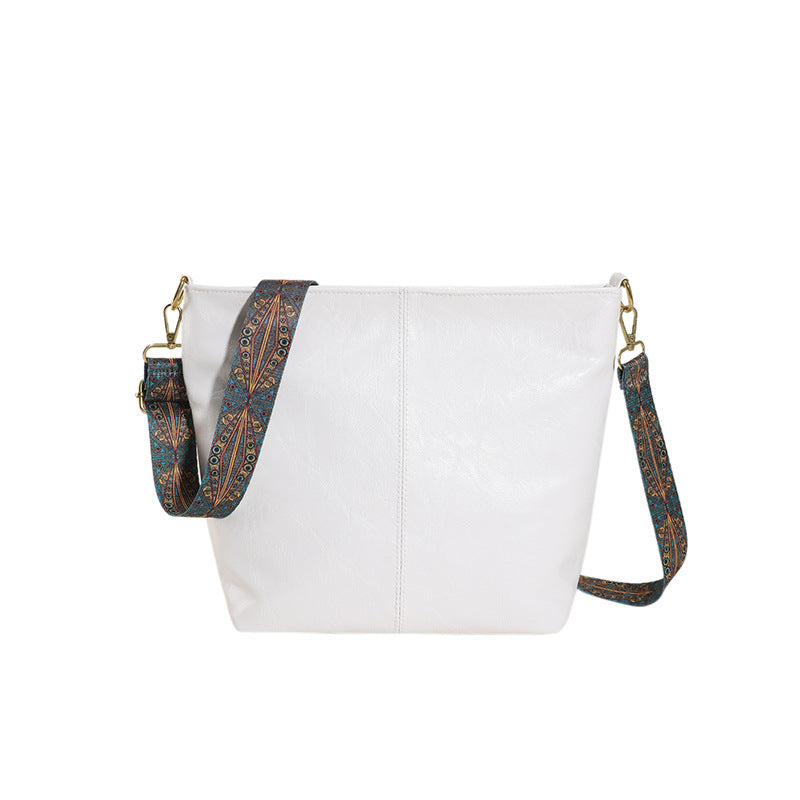 Wholesale PU Retro Wide Shoulder Strap Single Shoulder Bag Crossbody Bag