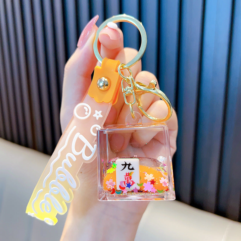 Wholesale Acrylic Into Oil Liquid Milk Tea Cup Mahjong Keychain