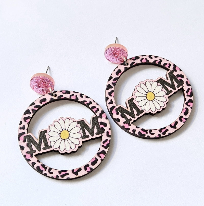 Wholesale Sunflower Daisy Butterfly Leopard Cow Wood Earrings