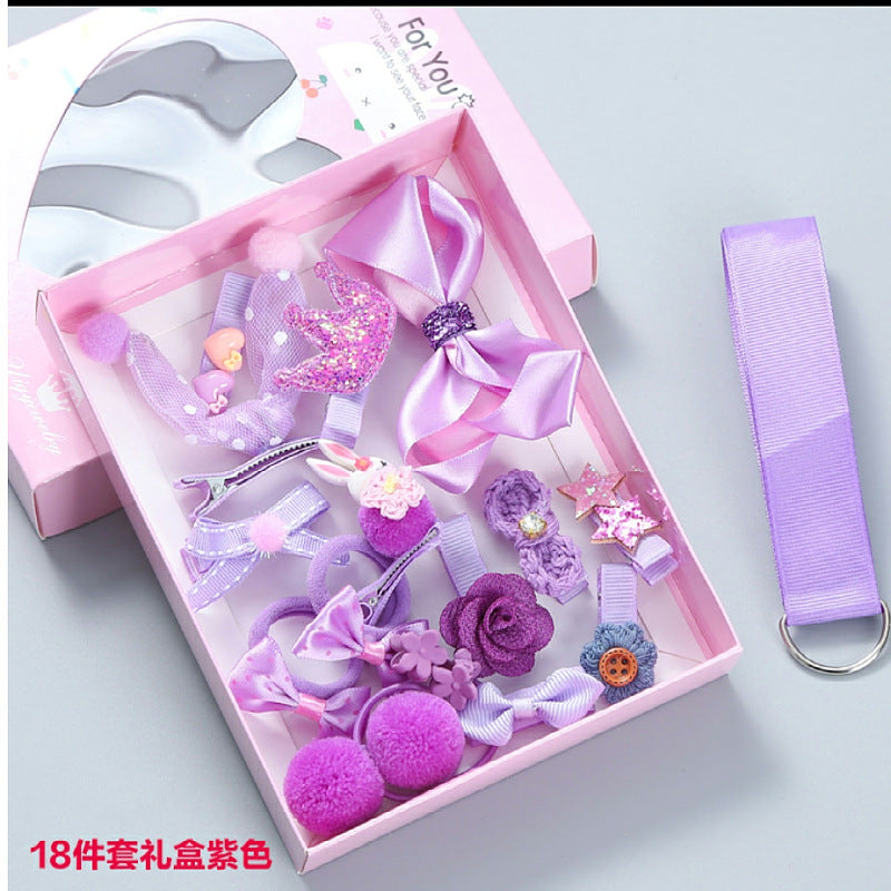 Wholesale 18-piece Set of Cute Fabric Hair Clips for Children