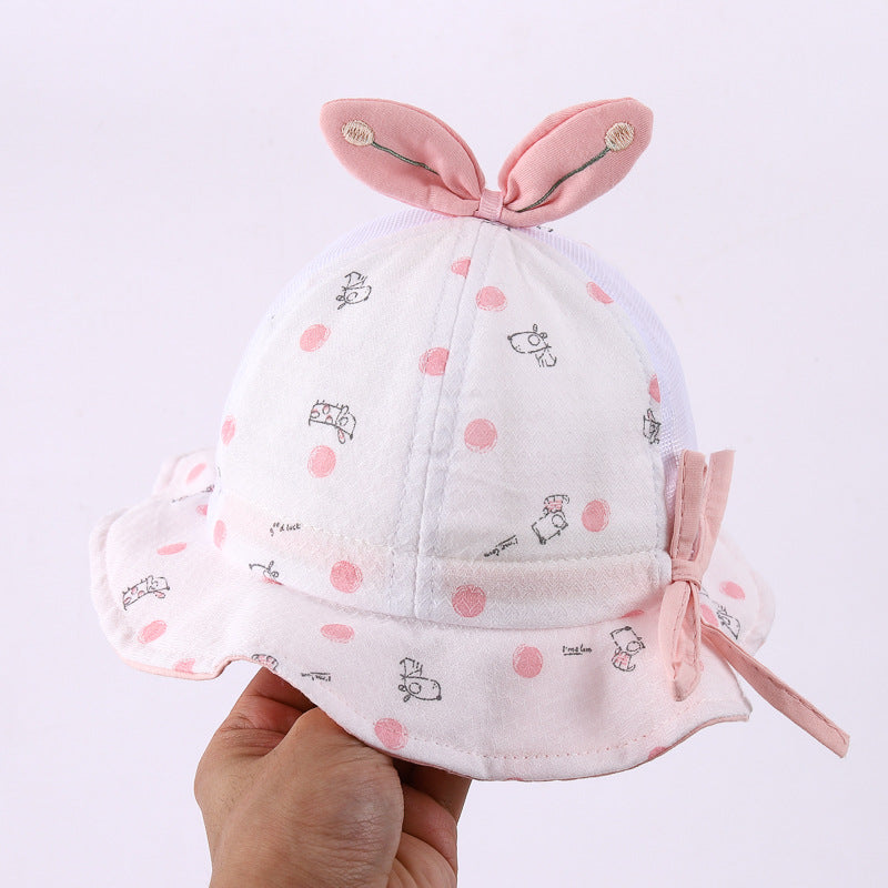 Wholesale Polka Dot Puppy Print Mesh Kids Cotton Bucket Hat
