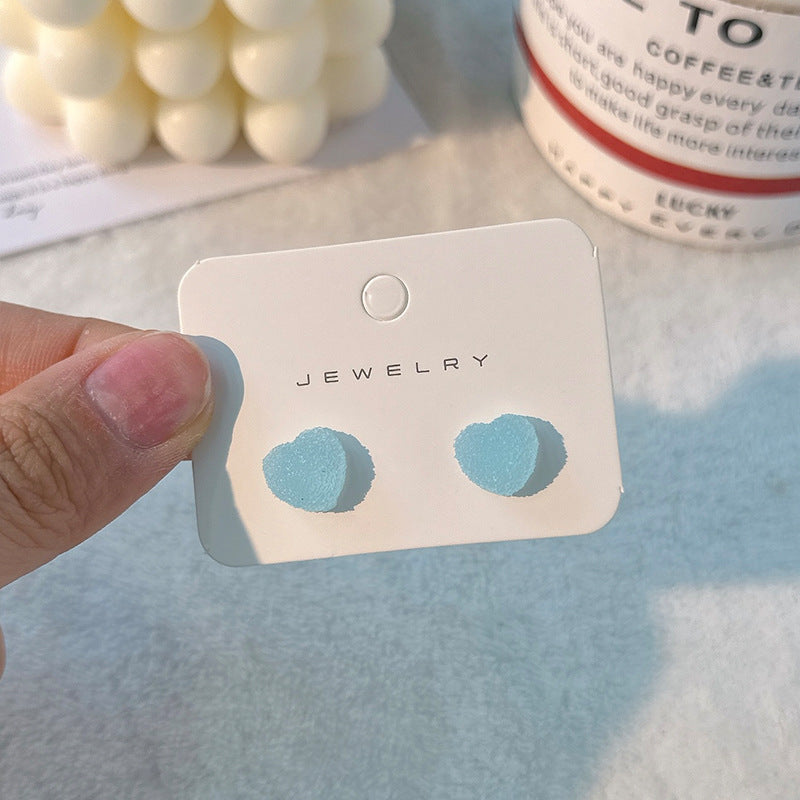 Wholesale Small Fresh Love Sweet Girl Style 925 Silver Needle Resin Earrings