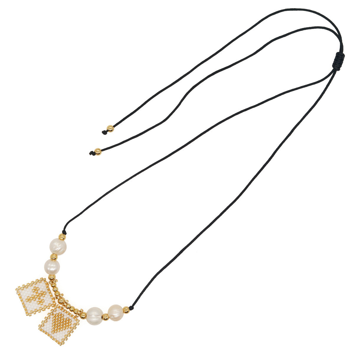 Wholesale Cross Beads Woven Square Hang Tag Necklaces