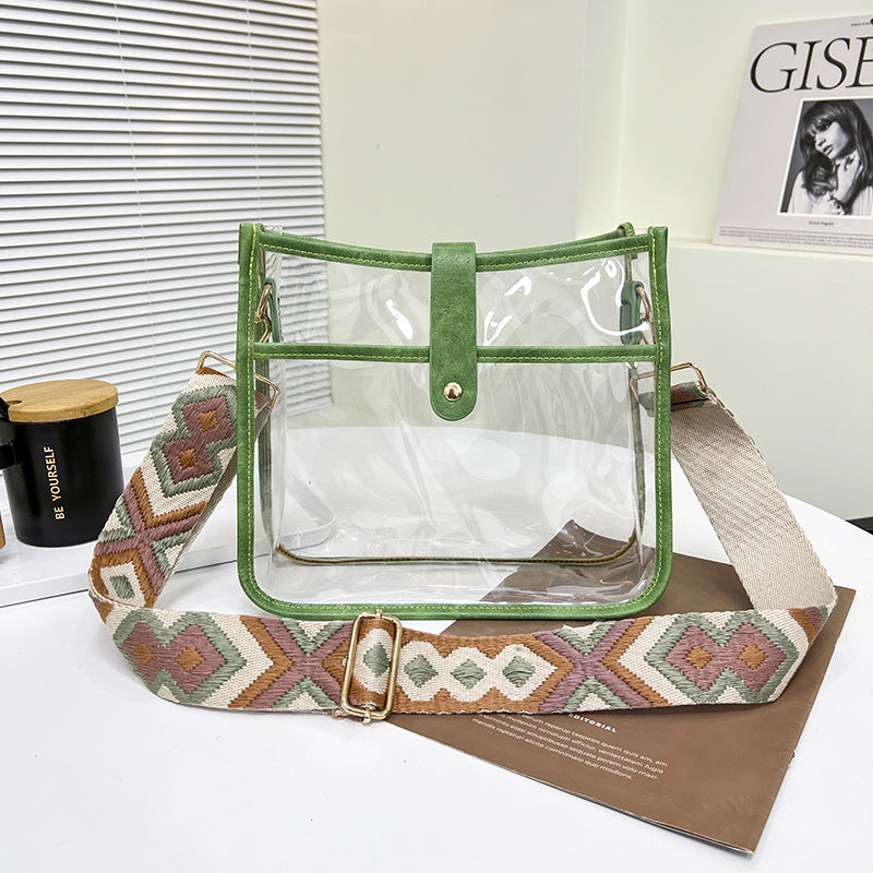 Wholesale Pvc Leopard Shoulder Strap Candy Color Transparent Small Square Bag