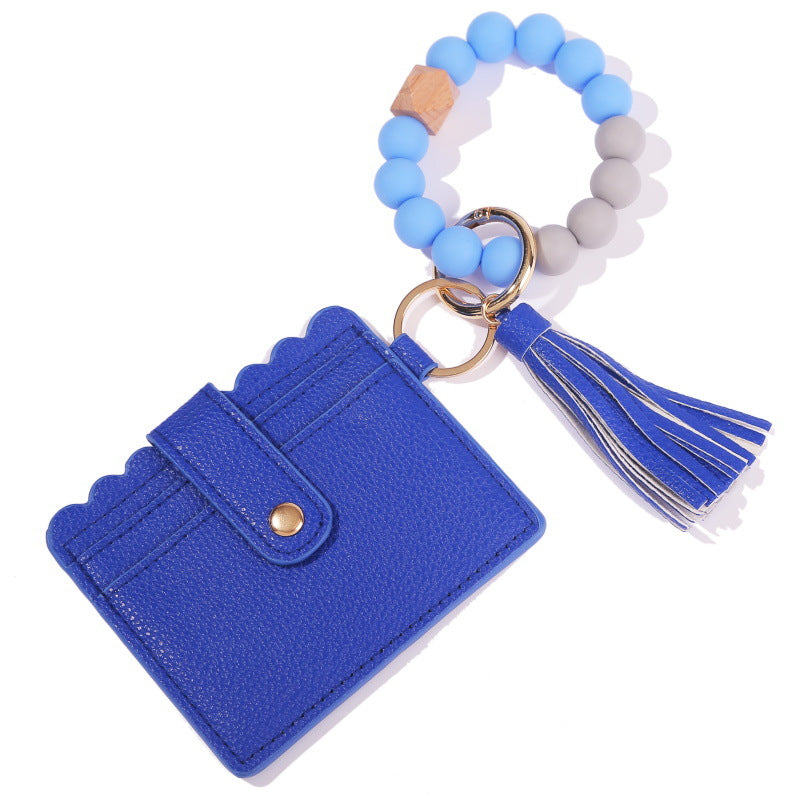 Wholesale Tassel Card Bag Silicone Beaded Wrist Key Chain