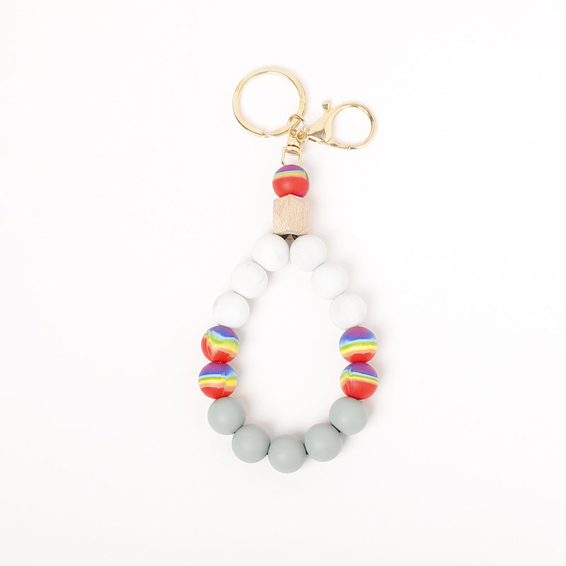 Wholesale Silicone Beaded Wrist Keychain