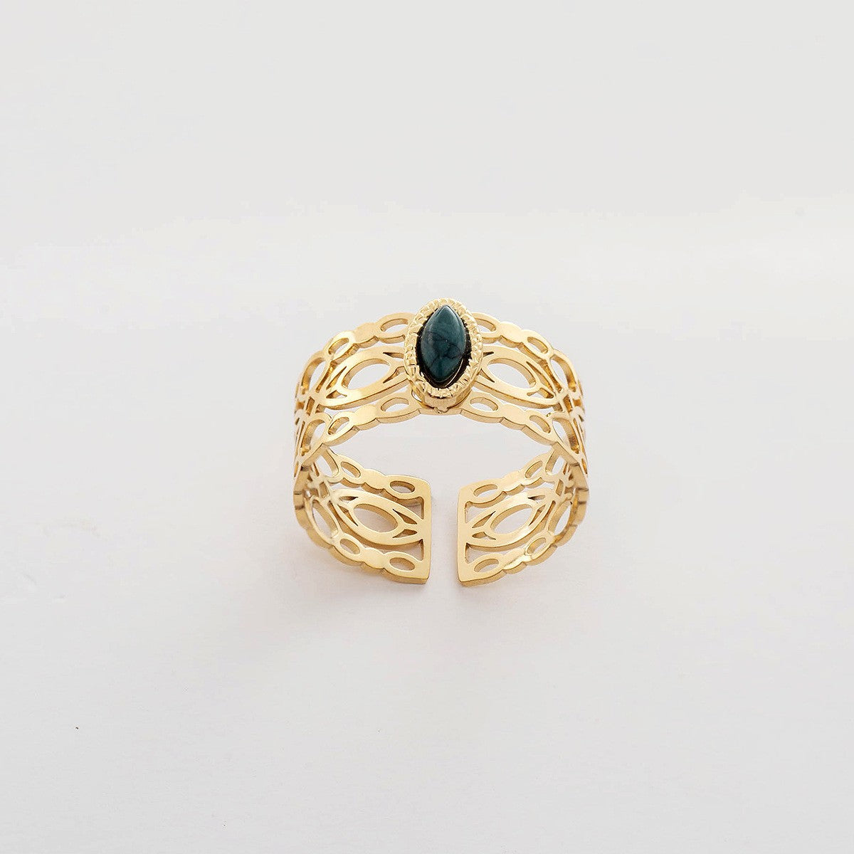 Wholesale Peacock Green Titanium Steel Adjustable Rings