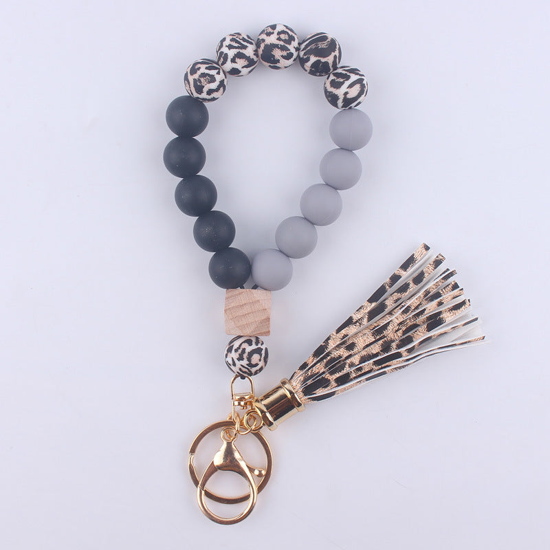 Wholesale Tassel Leather PU Silicone Beaded Wrist Keychains