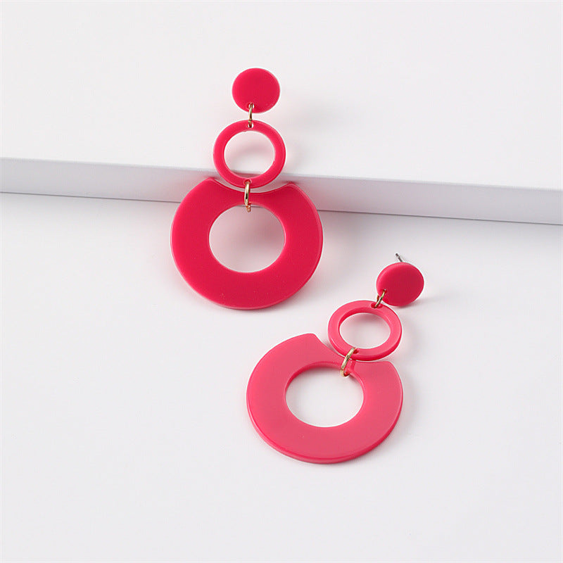 Wholesale Jewelry Round Stitching Acrylic Earrings