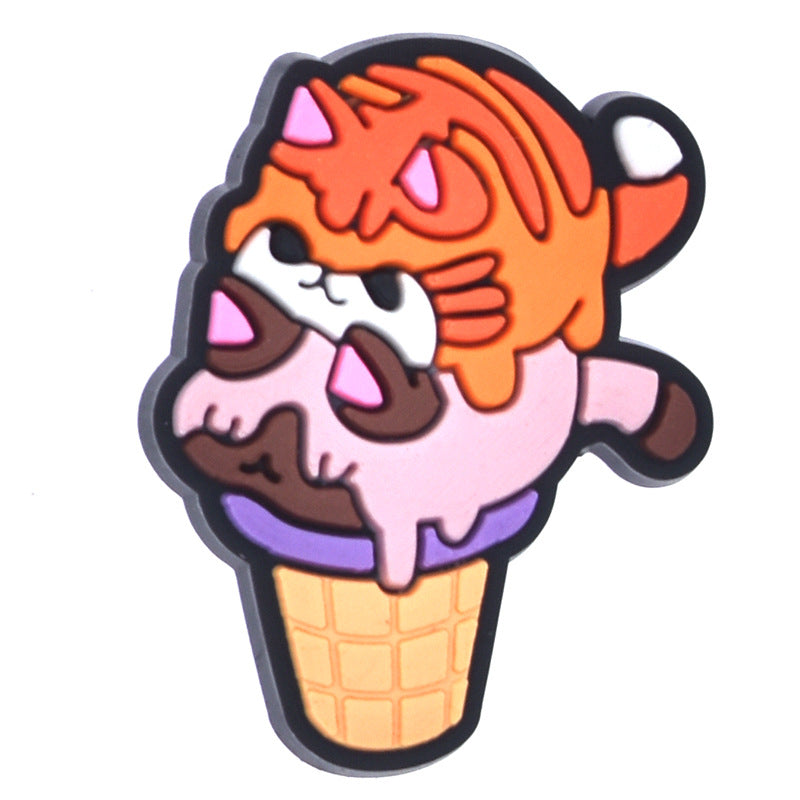 Wholesale 100PCS PVC Cartoon Animal Ice Cream DIY Shoe Buckle