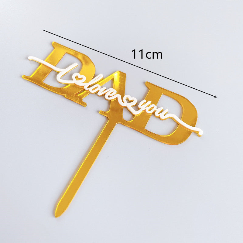 Wholesale 10PCS/PACK Father's Day Happy Acrylic Cake Card Decoration