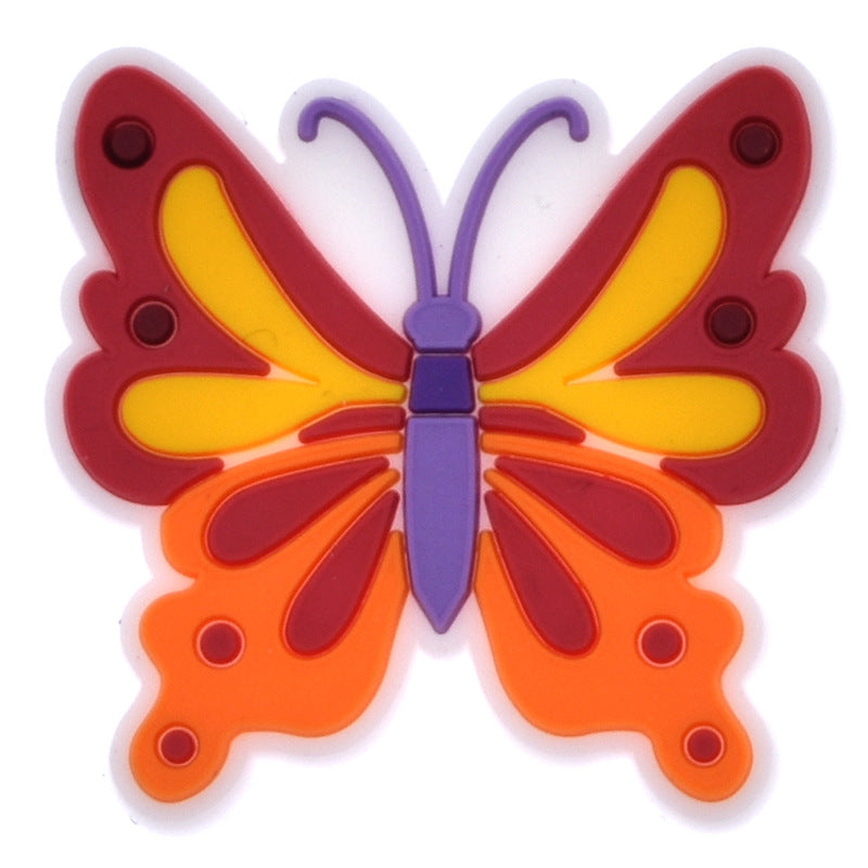 100pcs 100pcs PVC Colorful Butterfly Series Hebilla de zapato de bricolaje